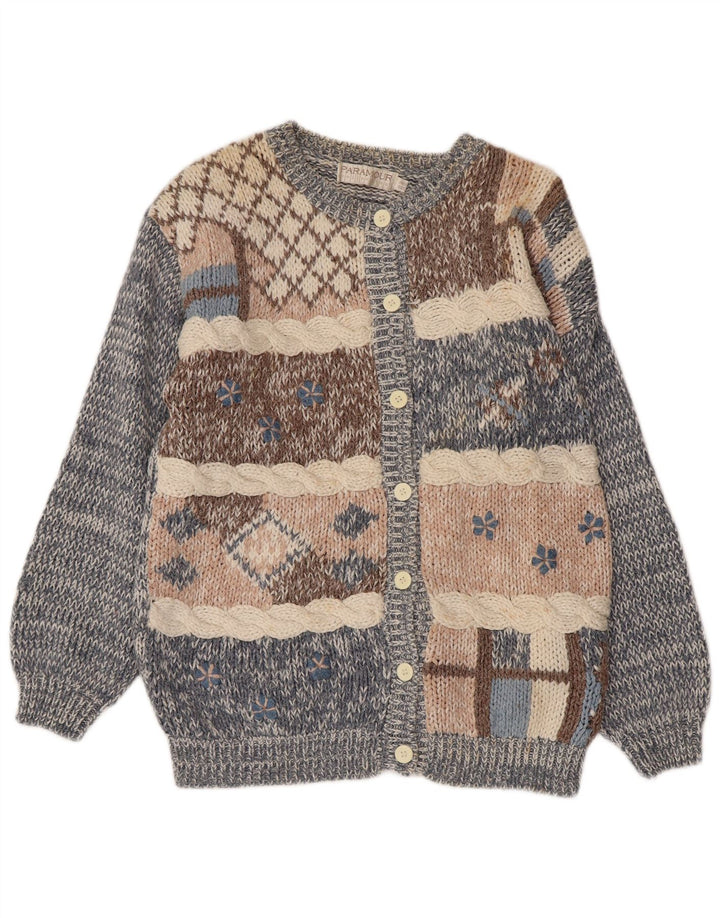 PARAMOUR Γυναικεία ζακέτα πουλόβερ One Size Blue Patchwork Ramie