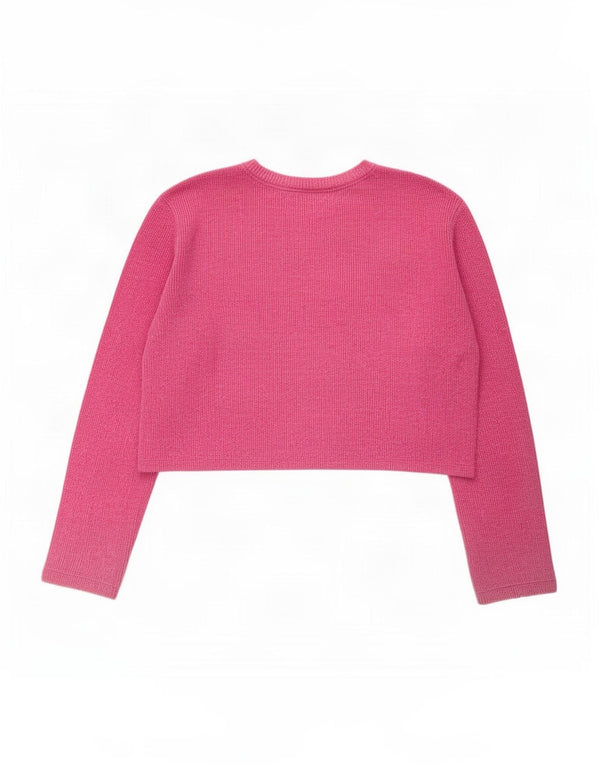 Zara Γυναικείο Crop Top Μακρυμάνικο UK 10 Small Pink Βαμβακερό