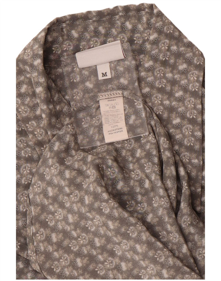 STEFANEL Womens Sleeveless Shirt UK 12 Medium Grey Floral Polyester
