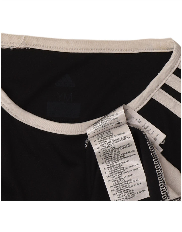 Adidas Boys T-shirt Top 11-12 Years Medium Black Colourblock Polyester