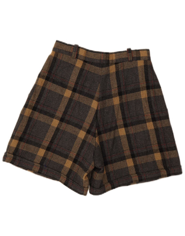 VINTAGE Womens Wide Leg Chino Shorts IT 42 Medium W28 Grey Plaid