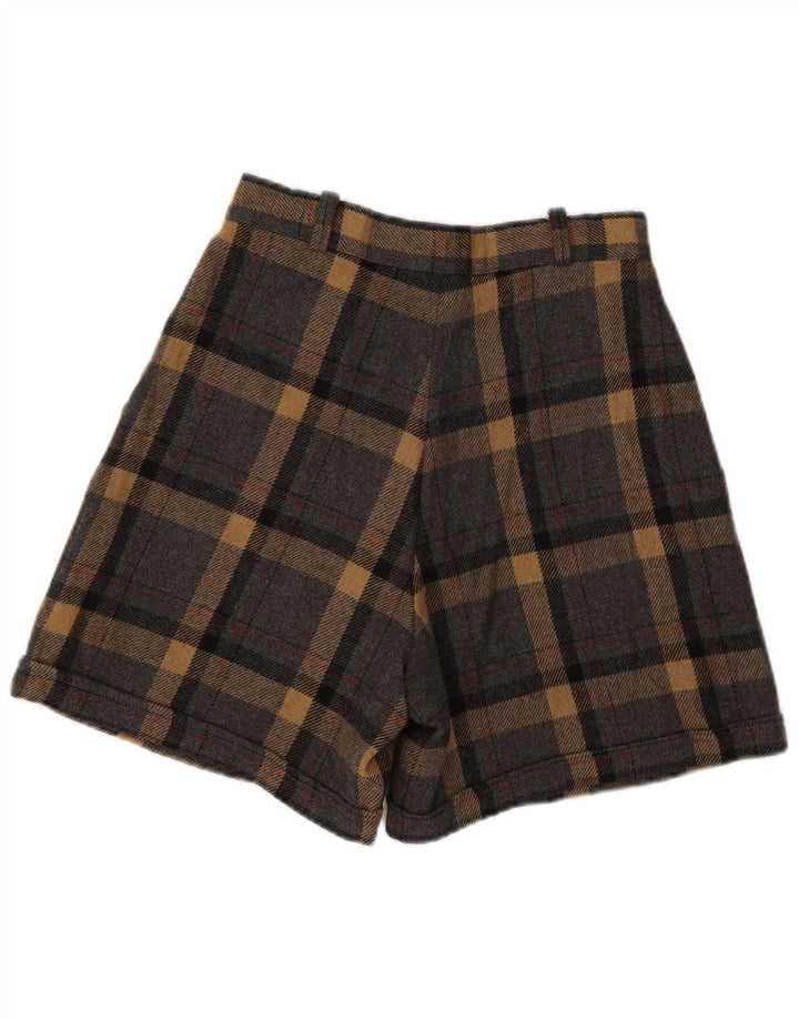 VINTAGE Γυναικείο φαρδύ σορτς Chino IT 42 Medium W28 Γκρι καρό