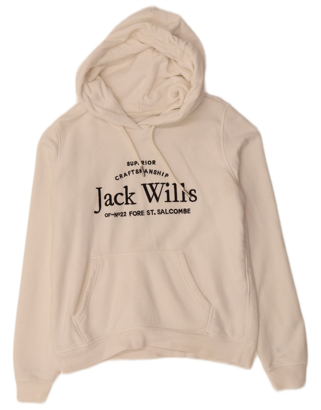 JACK WILLS Γυναικείο γραφικό υπερμεγέθου μπλουζάκι με κουκούλα UK 10 μικρό λευκό βαμβακερό