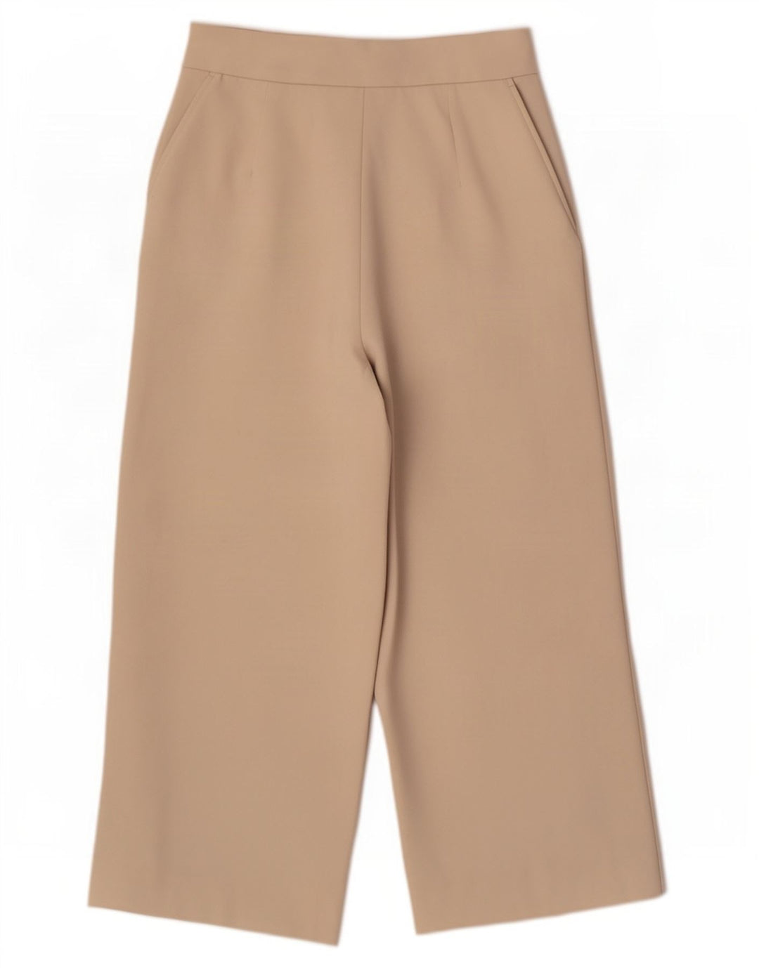 Zara Γυναικείο Φαρδύ Παντελόνι Κάπρι Μεσαίο W28 L22 Μπεζ πολυεστέρας
