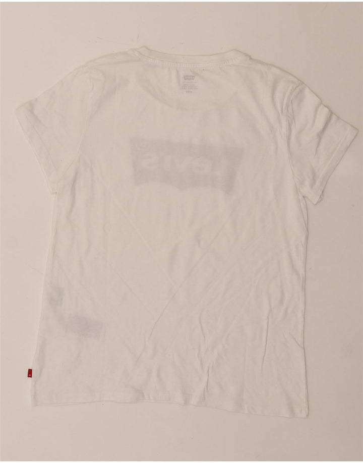 LEVI'S Womens Graphic T-Shirt Top UK 12 Medium White Cotton Vintage Levi's and Second-Hand Levi's from Messina Hembry 