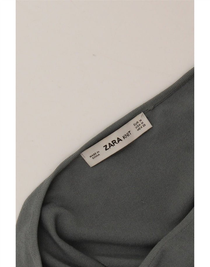 Zara γυναικεία μπλούζα μπλούζα τοπ UK 14 Medium Grey