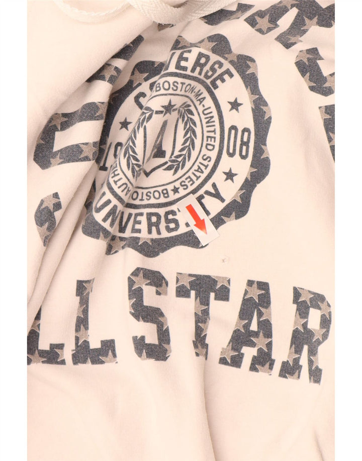 Γυναικεία κουκούλα CONVERSE graphic jumper UK 12 μεσαίο λευκό βαμβακερό