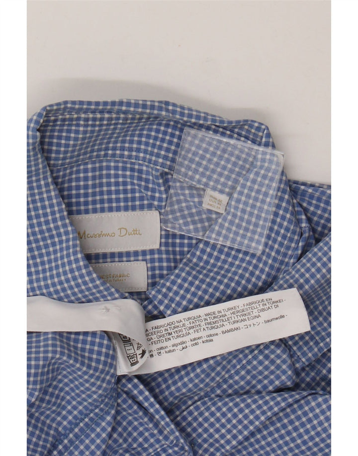 Ανδρικό πουκάμισο Massimo Dutti, μεσαίο μπλε βαμβακερό Gingham