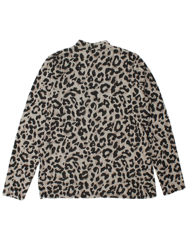 Γυναικείο τοπ Oasis μακρυμάνικο UK 14 Medium Grey Animal Print Polyester