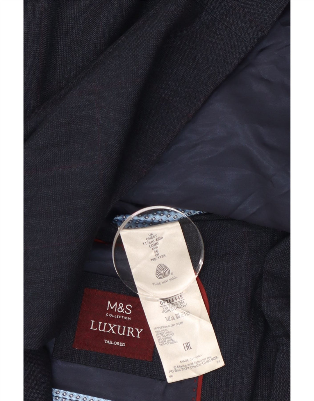 MARKS & SPENCER Ανδρικό σακάκι μπλέιζερ με 2 κουμπιά EU 56 3XL Navy Blue Wool