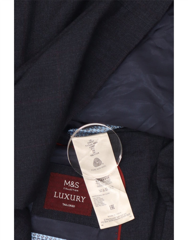 MARKS & SPENCER Ανδρικό σακάκι μπλέιζερ με 2 κουμπιά EU 56 3XL Navy Blue Wool