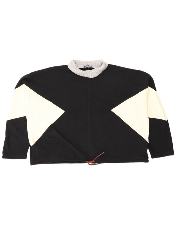 Zara Γυναικεία Μπλούζα Oversized Top UK 10 Small Black Colourblock Βαμβακερά