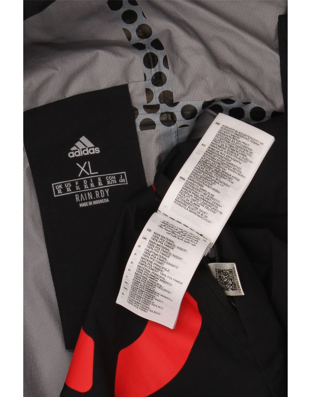 Ανδρικό μπουφάν βροχής με κουκούλα ADIDAS UK 42 XL μαύρο πολυαμίδιο