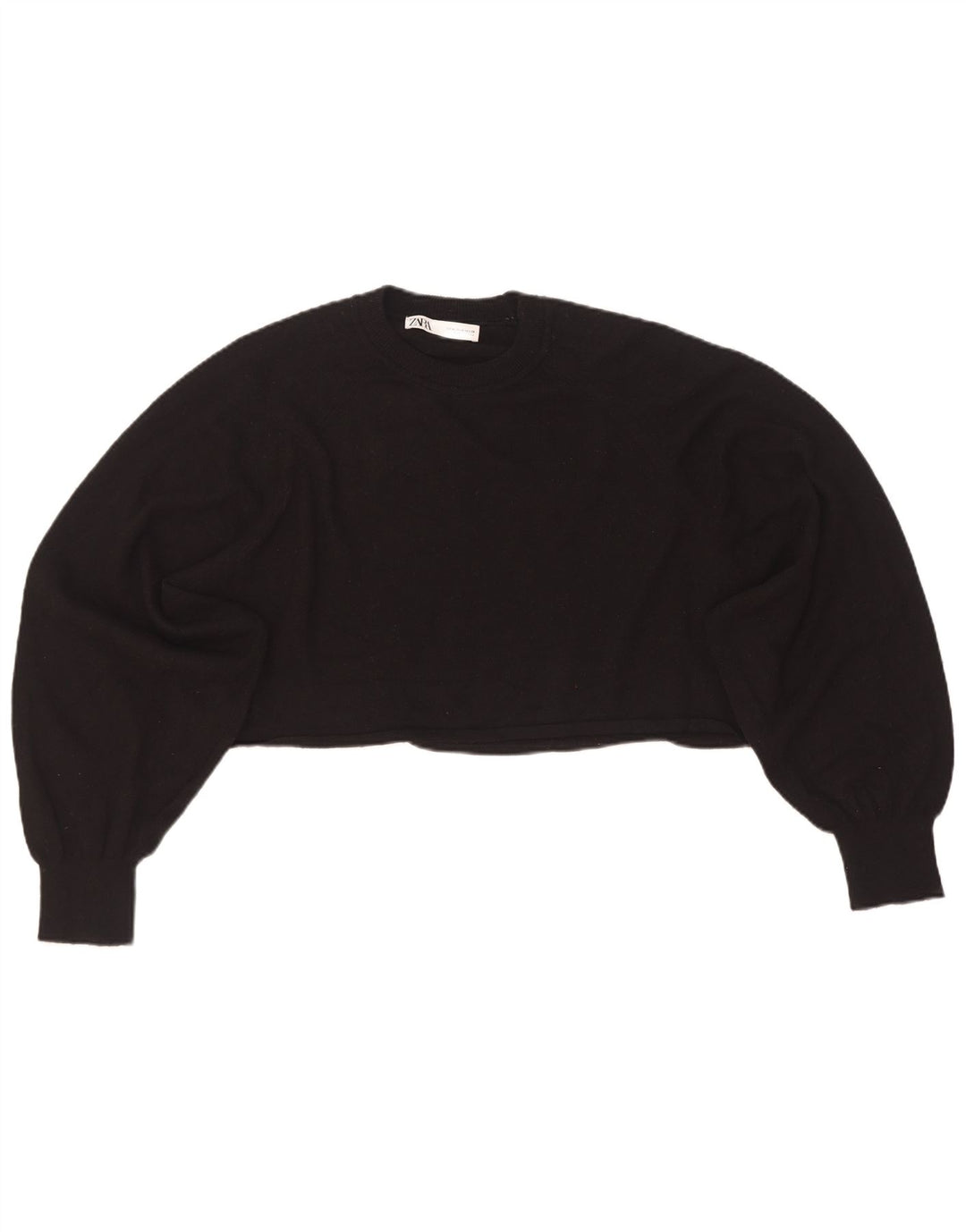 Zara Γυναικείο πουλόβερ Crop Oversized Crew Neck Jumper UK 14 Medium Black
