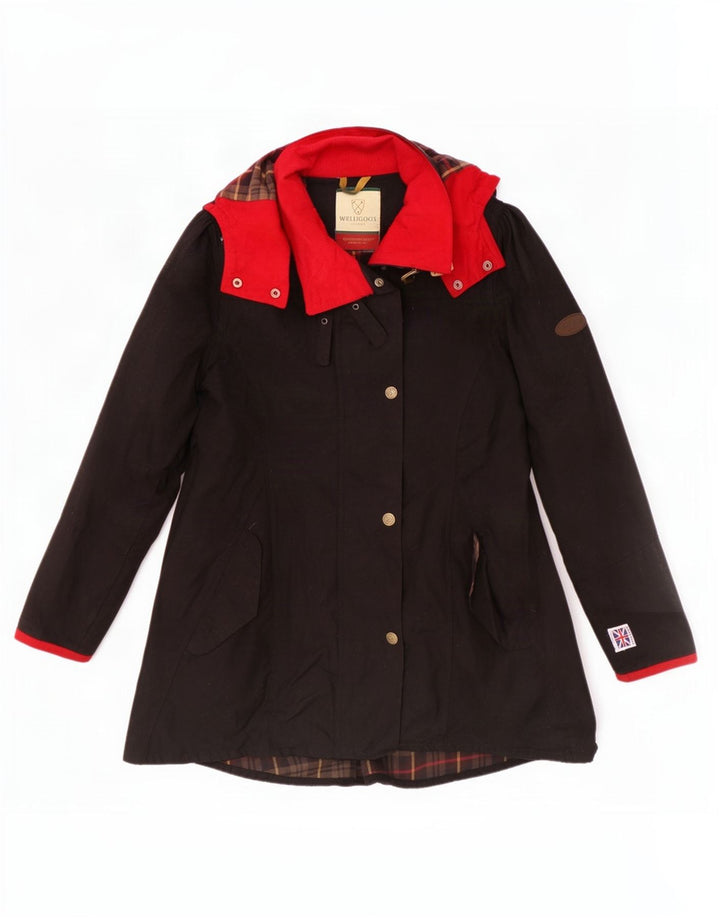 Welligogs γυναικείο μπουφάν Parka με κουκούλα UK 14 Medium Black Colourblock