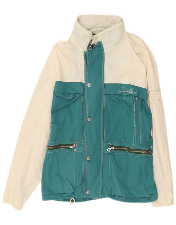 Wampum Mens Yachting Hooded Utility Jacket UK 42 XL Green Colourblock