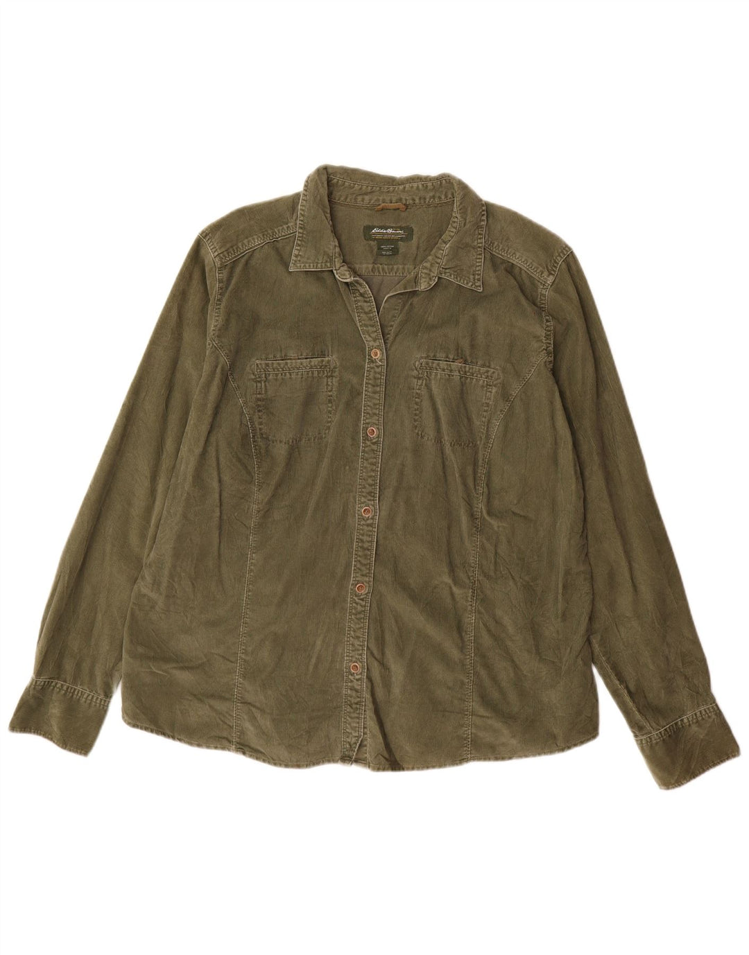 EDDIE BAUER Γυναικείο ψηλό κοτλέ πουκάμισο UK 18 XL πράσινο βαμβακερό