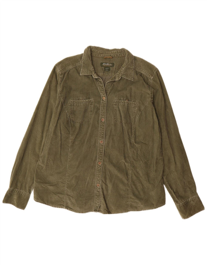 EDDIE BAUER Γυναικείο ψηλό κοτλέ πουκάμισο UK 18 XL πράσινο βαμβακερό