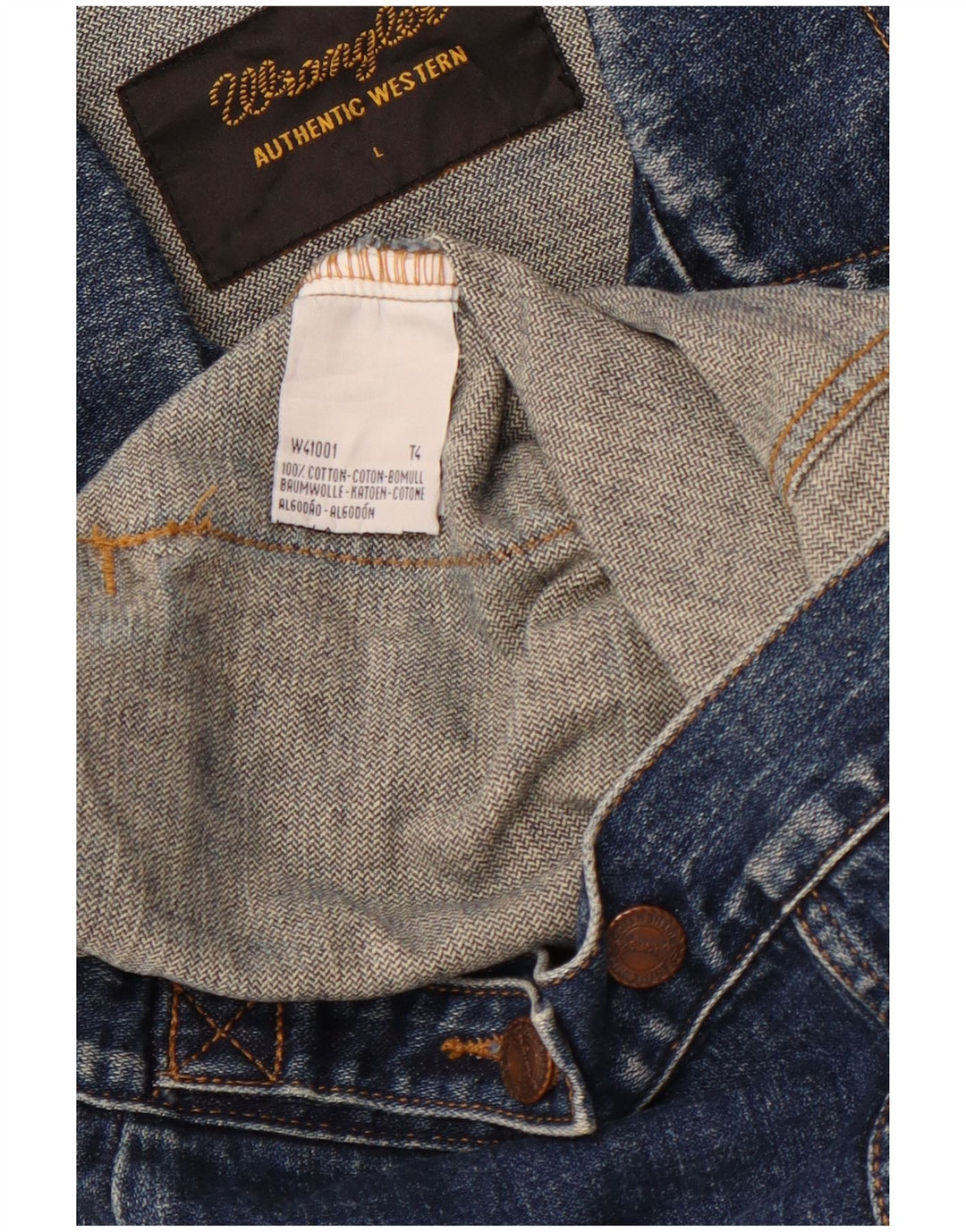 Ανδρικό τζιν μπουφάν WRANGLER Western Acid Wash UK 40 μεγάλο μπλε βαμβακερό
