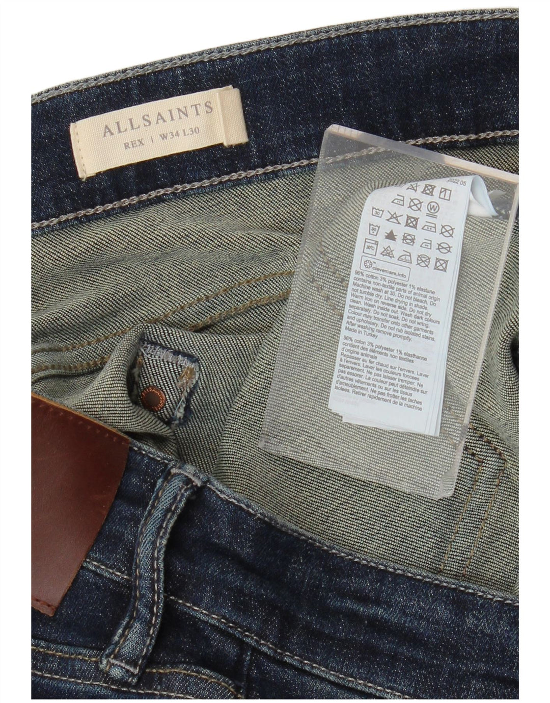 ALL SAINTS Ανδρικό Slim Jeans W34 L30 Navy Blue Cotton