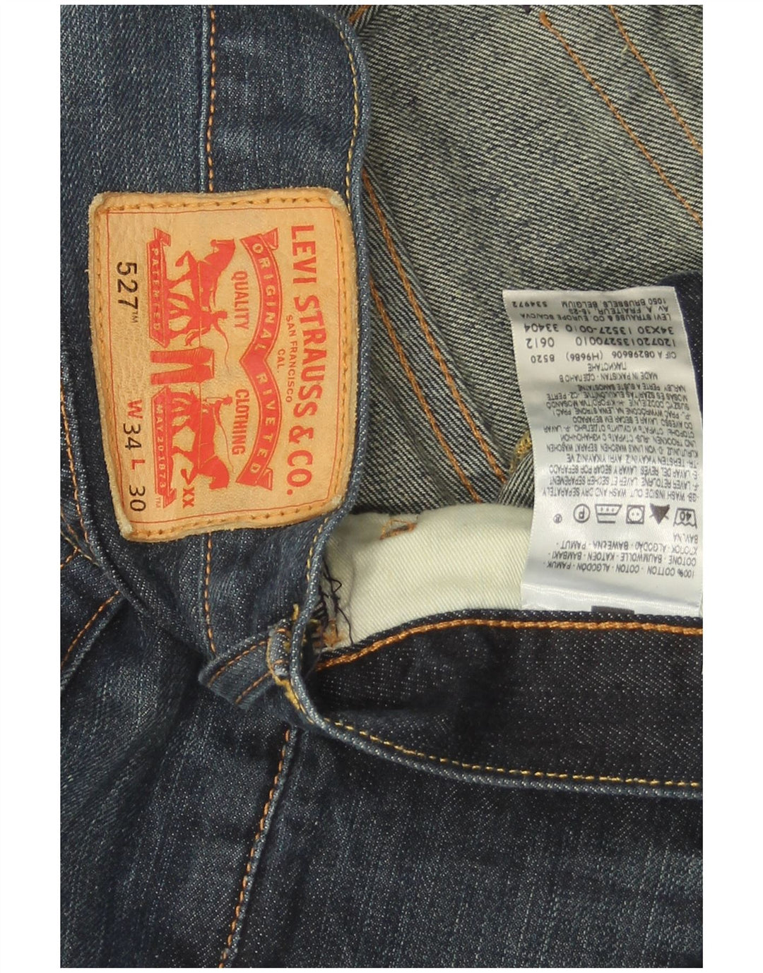 Levi's Mens 527 Bootcut Jeans W34 L30 Navy Blue Cotton