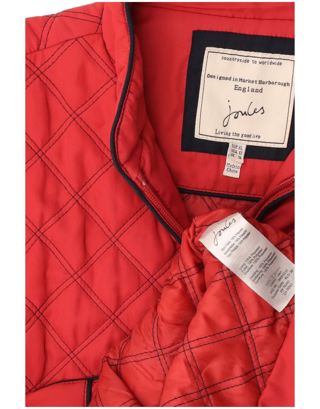 Joules Γυναικείο Καπιτονέ Gilet UK 16 Large Red Polyester