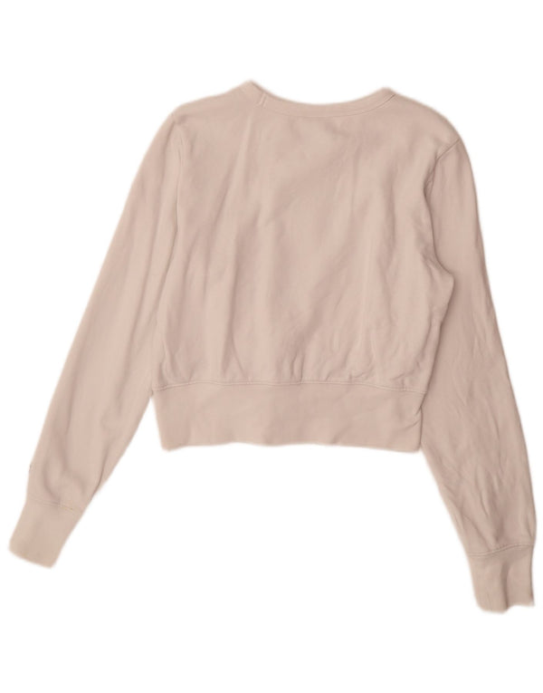 Champion Γυναικεία γραφικά Crop φούτερ Jumper UK 10 Small White Cotton