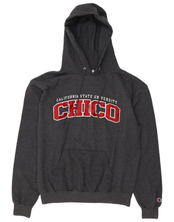 Champion Mens Chico University Graphic Hoodie Jumper Medium Grey Cotton