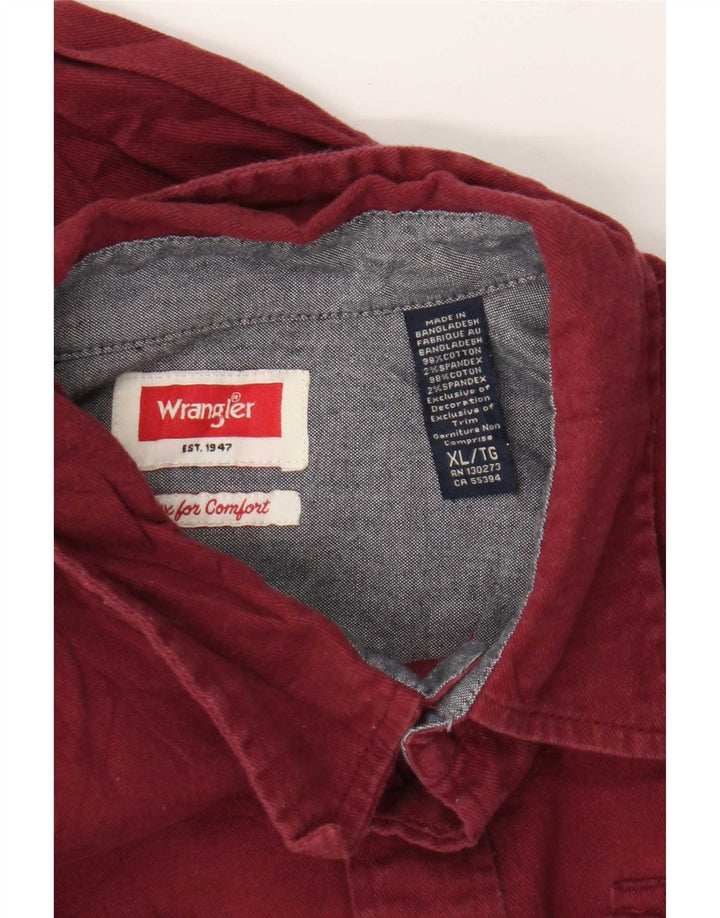 Ανδρικό πουκάμισο Wrangler XL βαμβακερό μπορντό