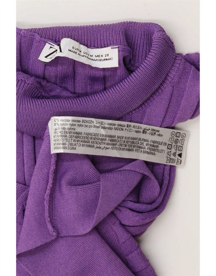 Zara Γυναικείο Crop Vest Top UK 12 Medium Purple Viscose