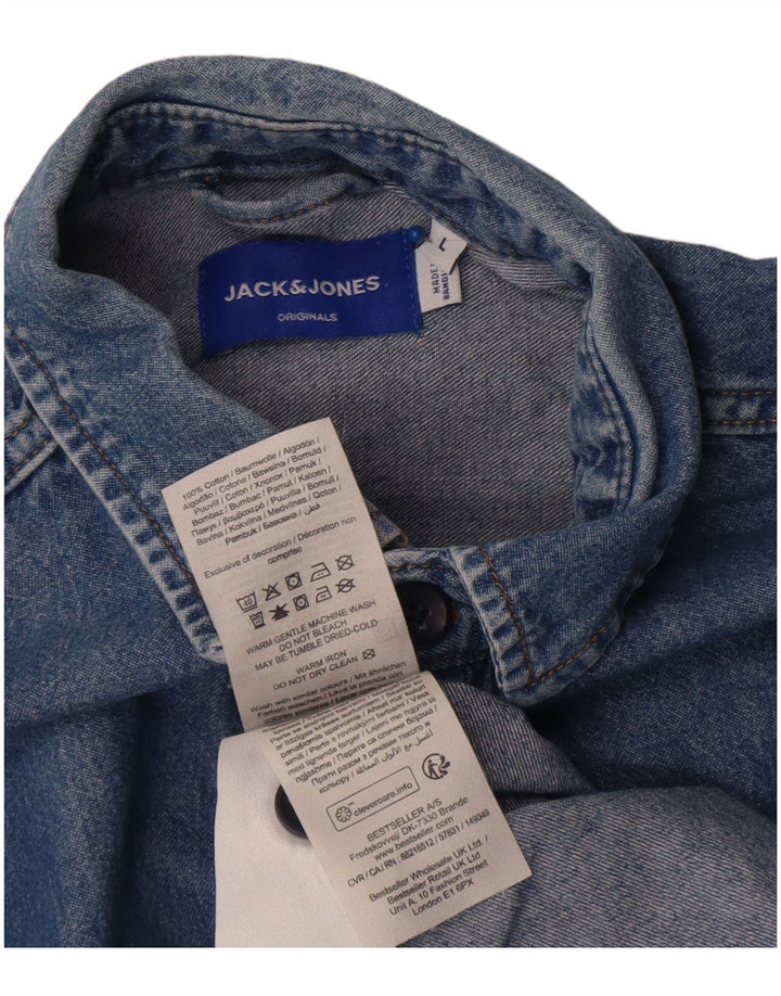 Jack & Jones Ανδρικό τζιν πουκάμισο μεγάλο μπλε βαμβακερό
