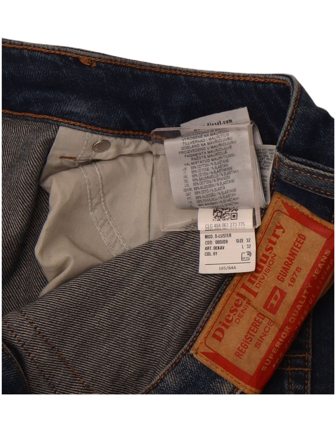 Ανδρικό Slim Jeans DIESEL W32 L32 Navy Blue Cotton