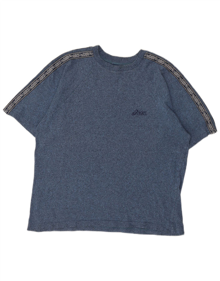 Ανδρικό γραφικό μπλουζάκι Asics Top μεγάλο μπλε χρώματος βαμβακερό