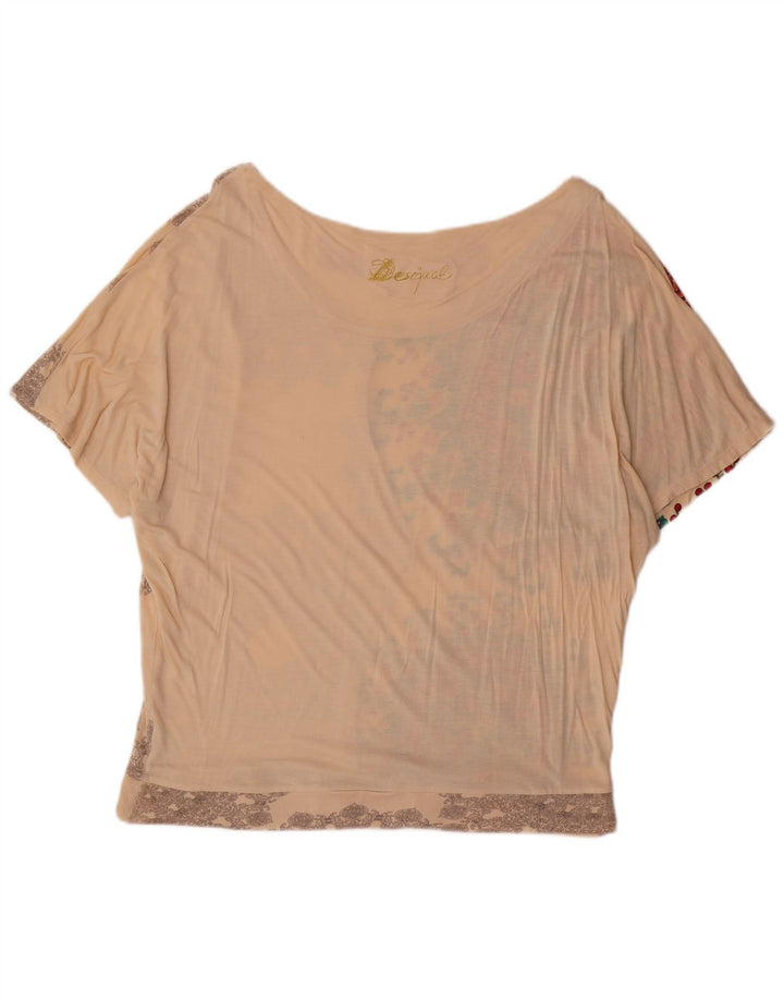 Desigual γυναικεία μπλούζα μπλούζα τοπ UK 12 Medium Off White Floral