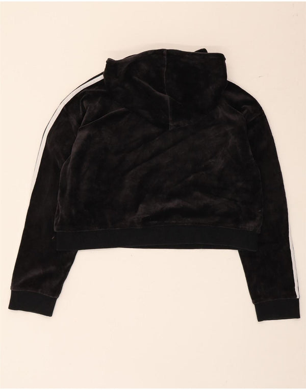 Γυναικεία Adidas Oversized Crop Velvet Hoodie Jumper UK 8 Small Black Cotton