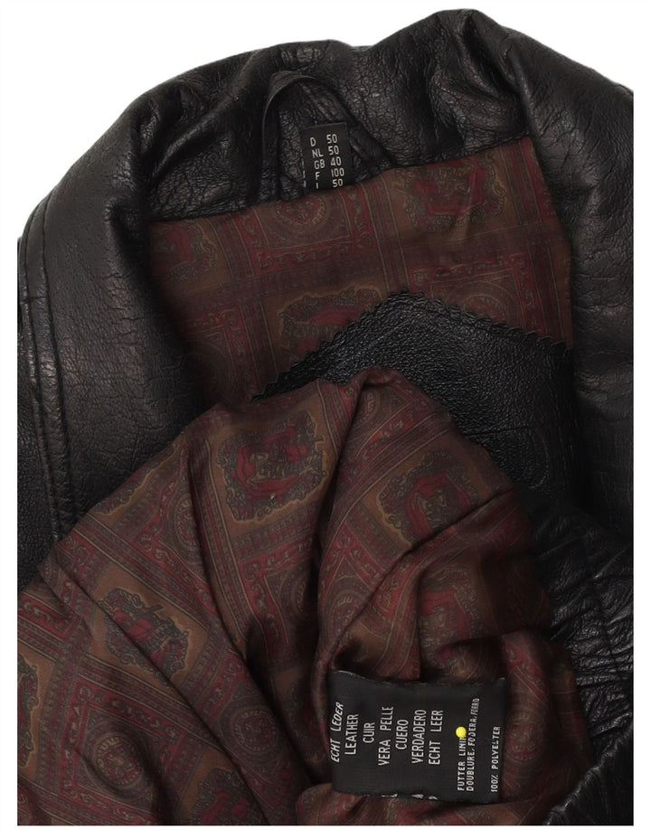 Vintage Ανδρικό Δερμάτινο Μπουφάν UK 40 Large Μαύρο Δερμάτινο