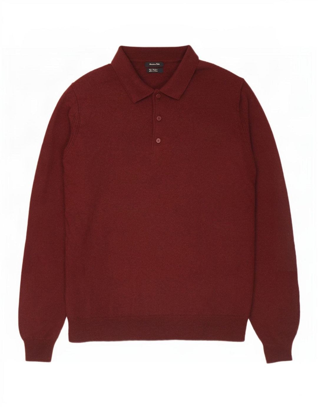 Massimo Dutti Ανδρικό πουλόβερ με λαιμό πόλο με μεγάλο μάλλινο μπορντό