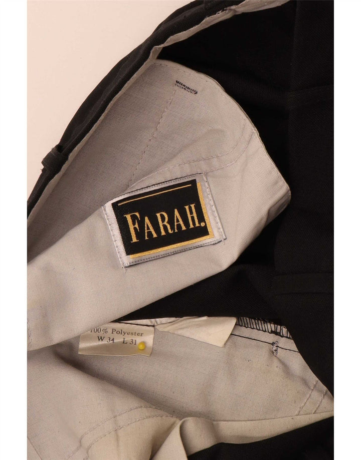 Farah Ανδρικό παντελόνι με καρφίτσα W34 L31 Μαύρο πολυεστέρα