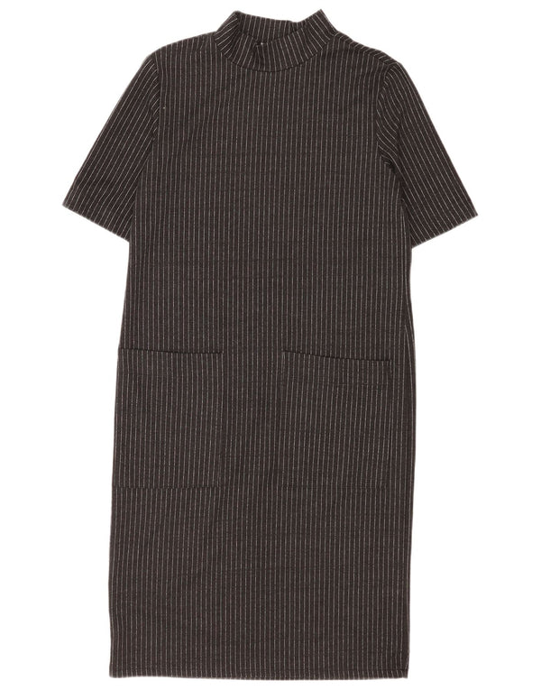 Zara Γυναικείο φόρεμα Shift UK 10 Small Black Pinstripe