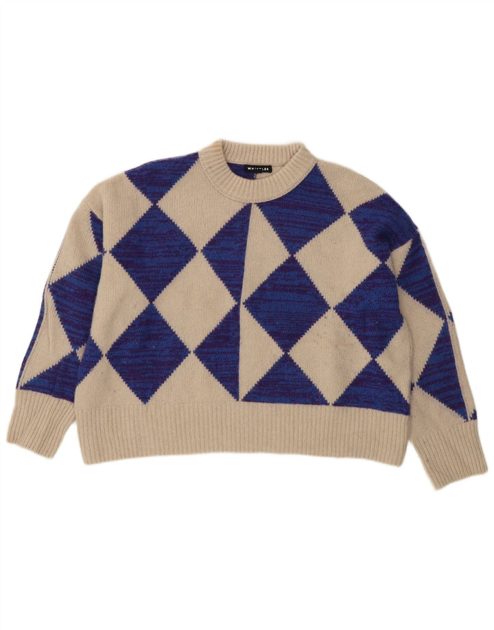 Γυναικείο Whistle Crop Crop Neck Jumper πουλόβερ UK 10 Small Beige Wool