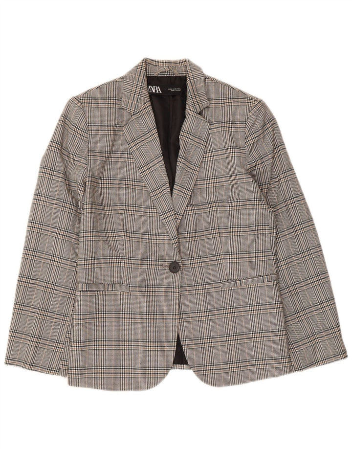 Zara Γυναικείο μπουφάν σακάκι με 1 κουμπί EU 38 Small Grey Houndstooth