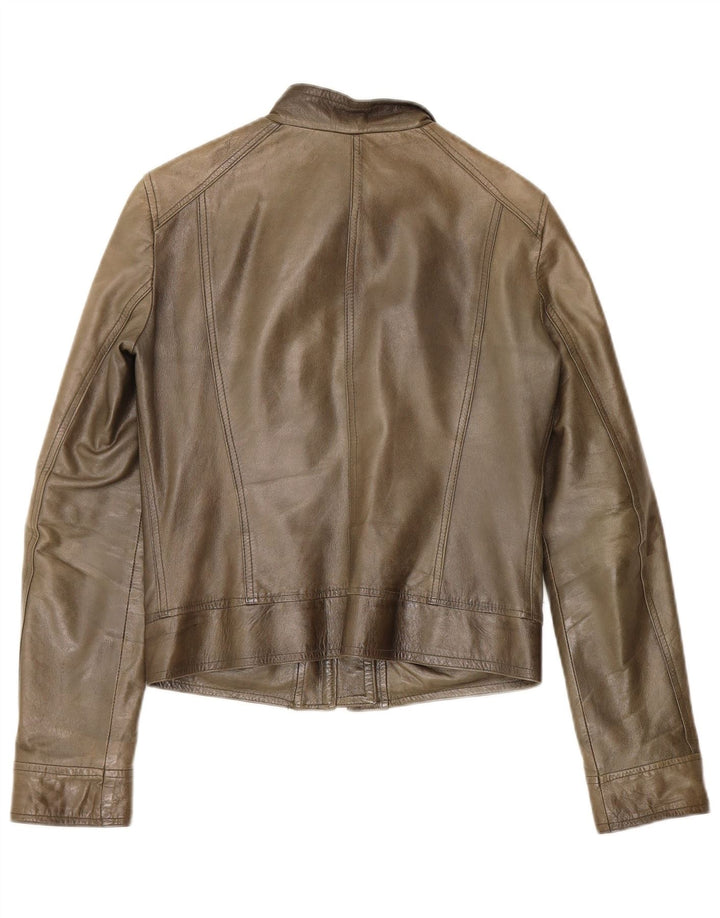 Vintage Γυναικείο Δερμάτινο Μπουφάν IT 42 Medium Khaki Leather