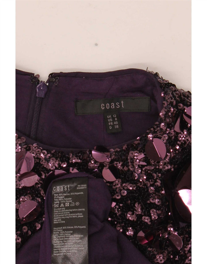 Coast Γυναικείο Αμάνικο Βασικό Φόρεμα UK 12 Medium Purple Viscose