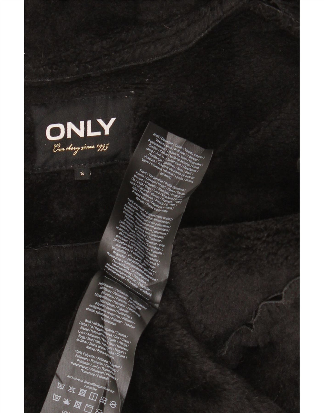 VINTAGE Γυναικείο Sherpa Faux Leather Biker Jacket UK 10 Small Black