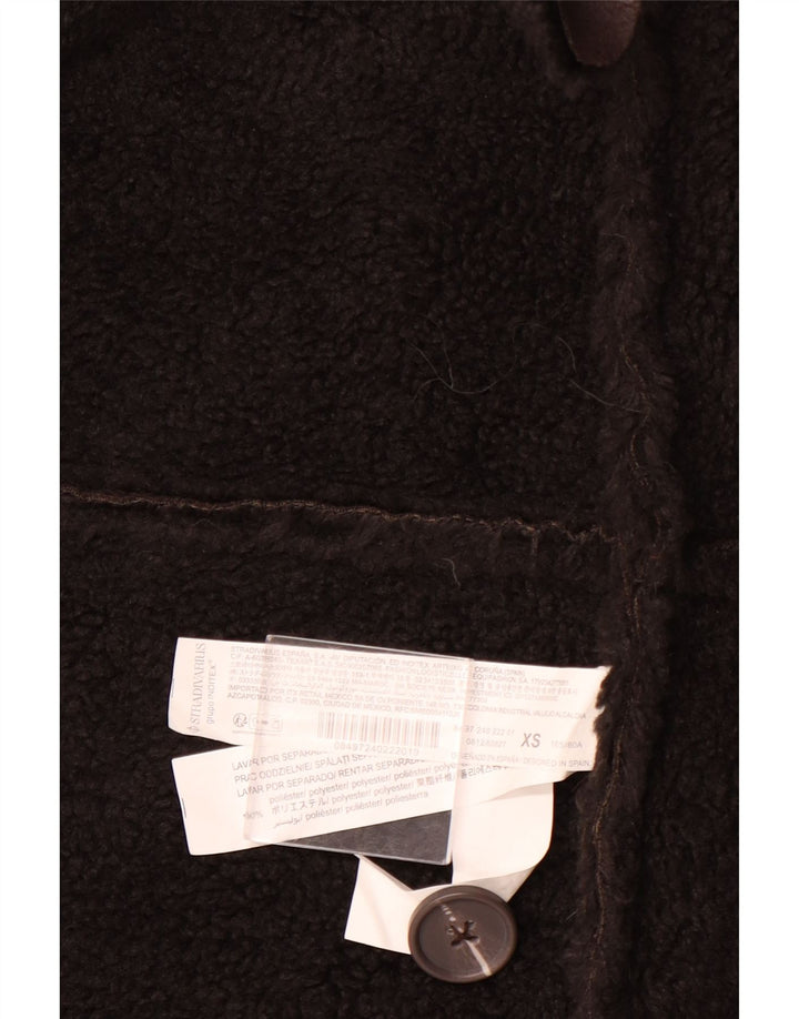 STRADIVARIUS Γυναικείο Oversized παλτό Sherpa UK 6 XS καφέ πολυεστέρας