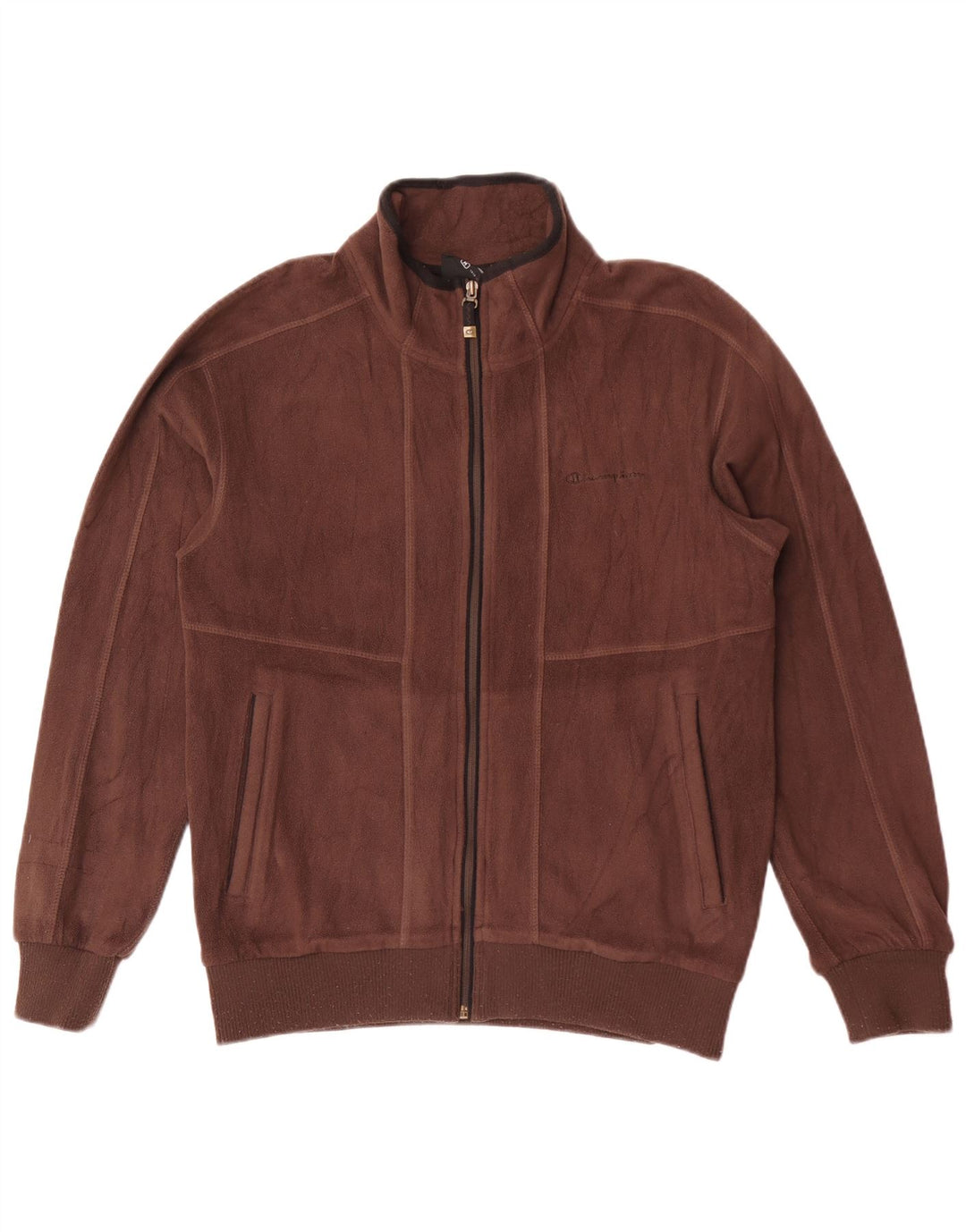 Champion Mens Fleece Jacket UK 38 Medium Brown Polyester Sports