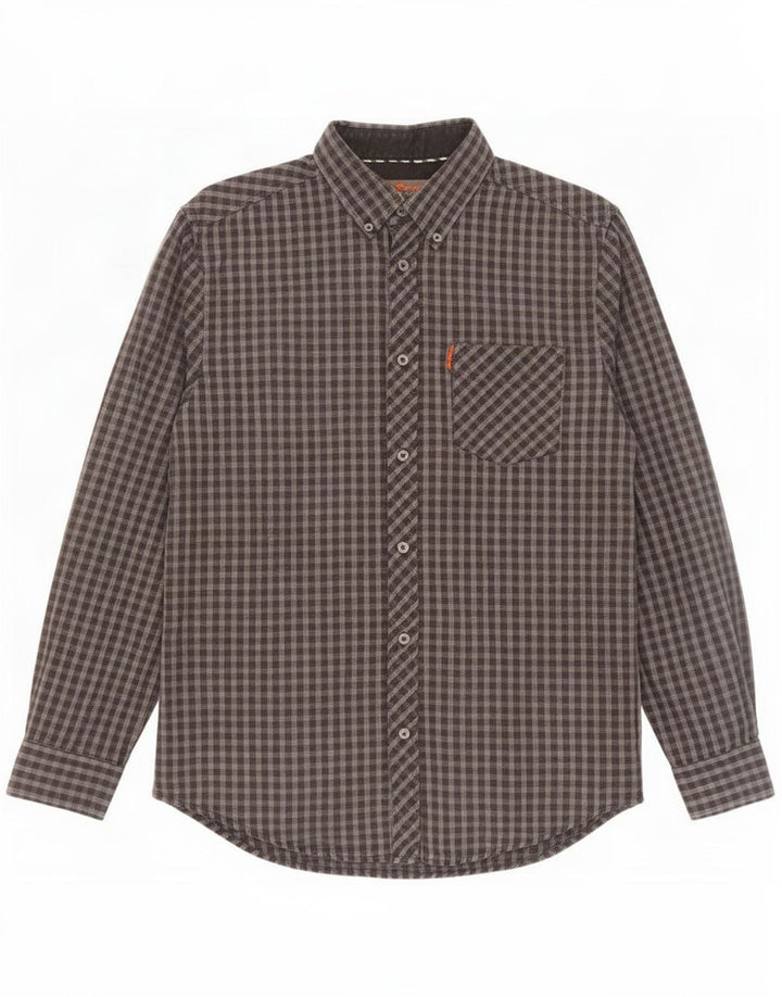 Ανδρικό πουκάμισο Ben Sherman μεγάλο γκρι βαμβακερό Gingham
