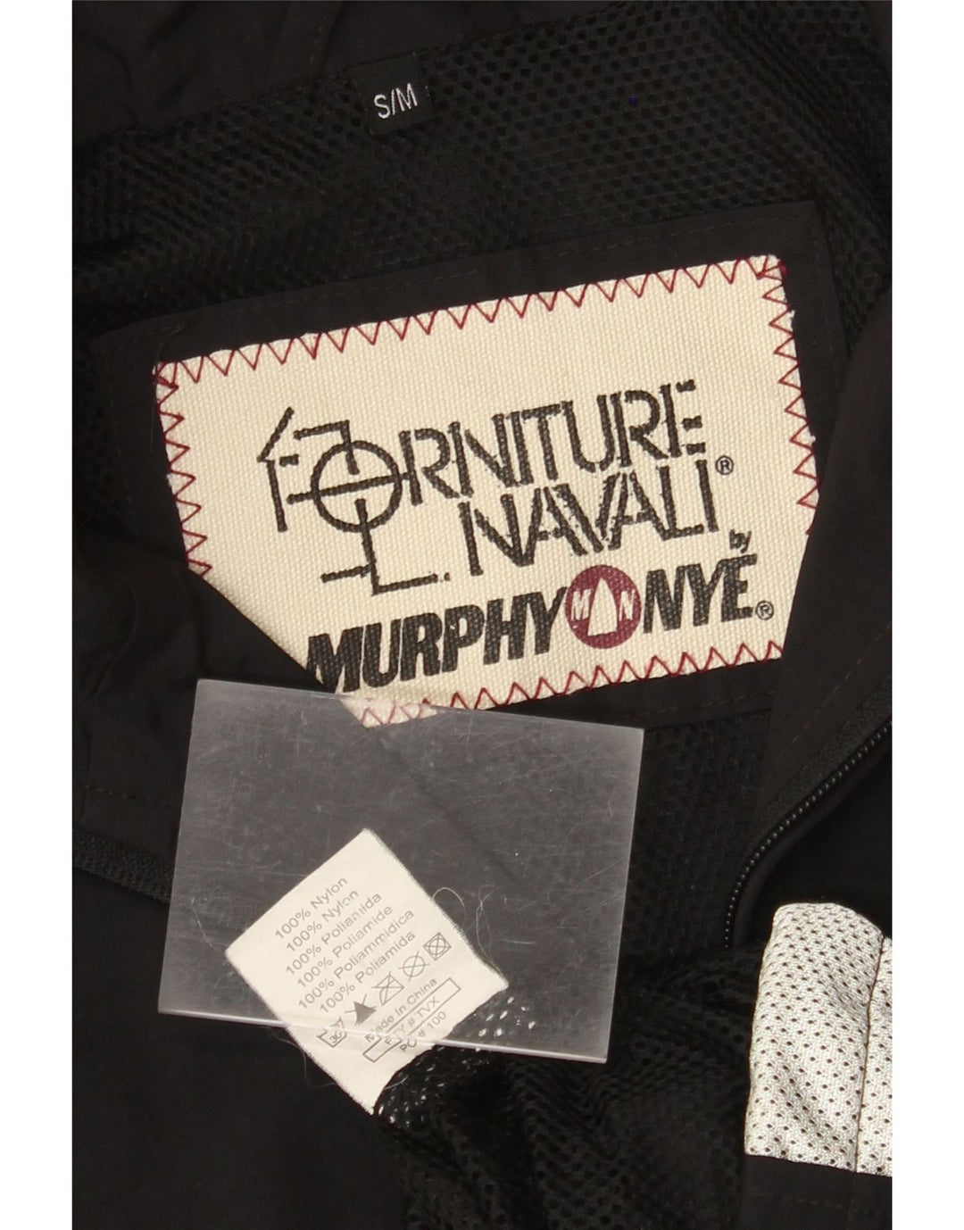 MURPHY & NYE Ανδρικό γραφικό μπουφάν βροχής UK 36 Small Black Colorblock Nylon