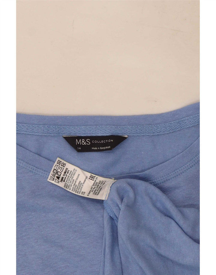 Marks & Spencer Womens Top Long Sleeve UK 14 Medium Blue Lenn