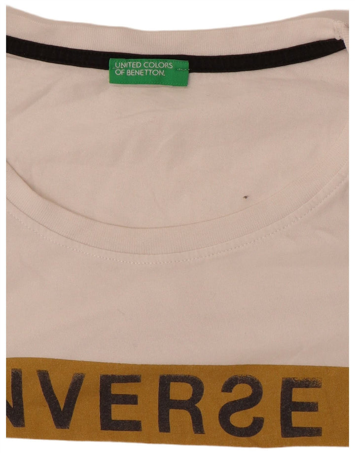 Ανδρικό γραφικό μπλουζάκι Benetton Top Medium White
